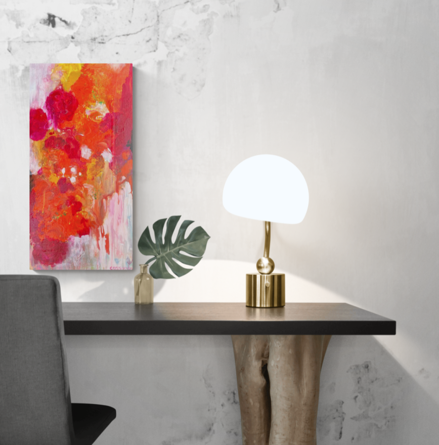 hot house flowers 1 abstract botancial painting by award-winning artist Cassandra Gaisford. how art can help how homes become sanctuaries from the cold